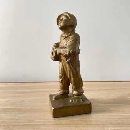 Antique “Speshul” Gilt Spelter Figure – Boy with Accordion, Early 20th Century
