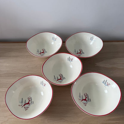 5 Crown Devon Stockholm Leaping Deer Dessert Bowls 1950s