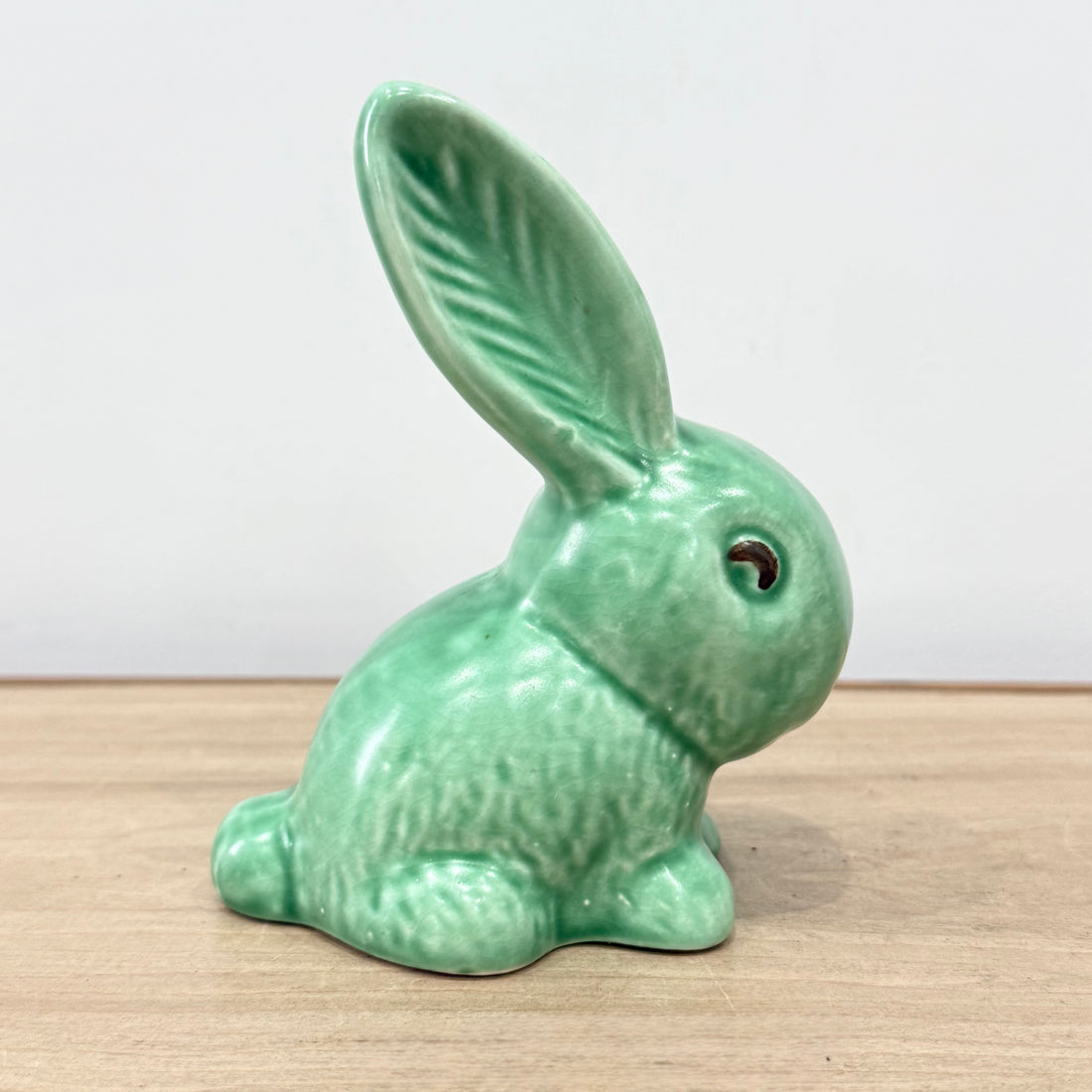 SylvaC 990 Green Rabbit Ornament Vintage Staffordshire Pottery Bunny Figure
