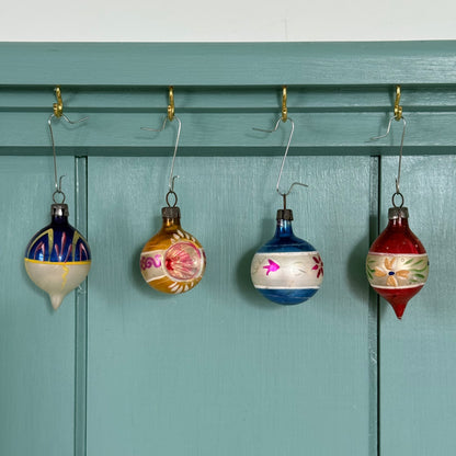 Boxed Set of 12 Miniature Vintage Glass Christmas Baubles