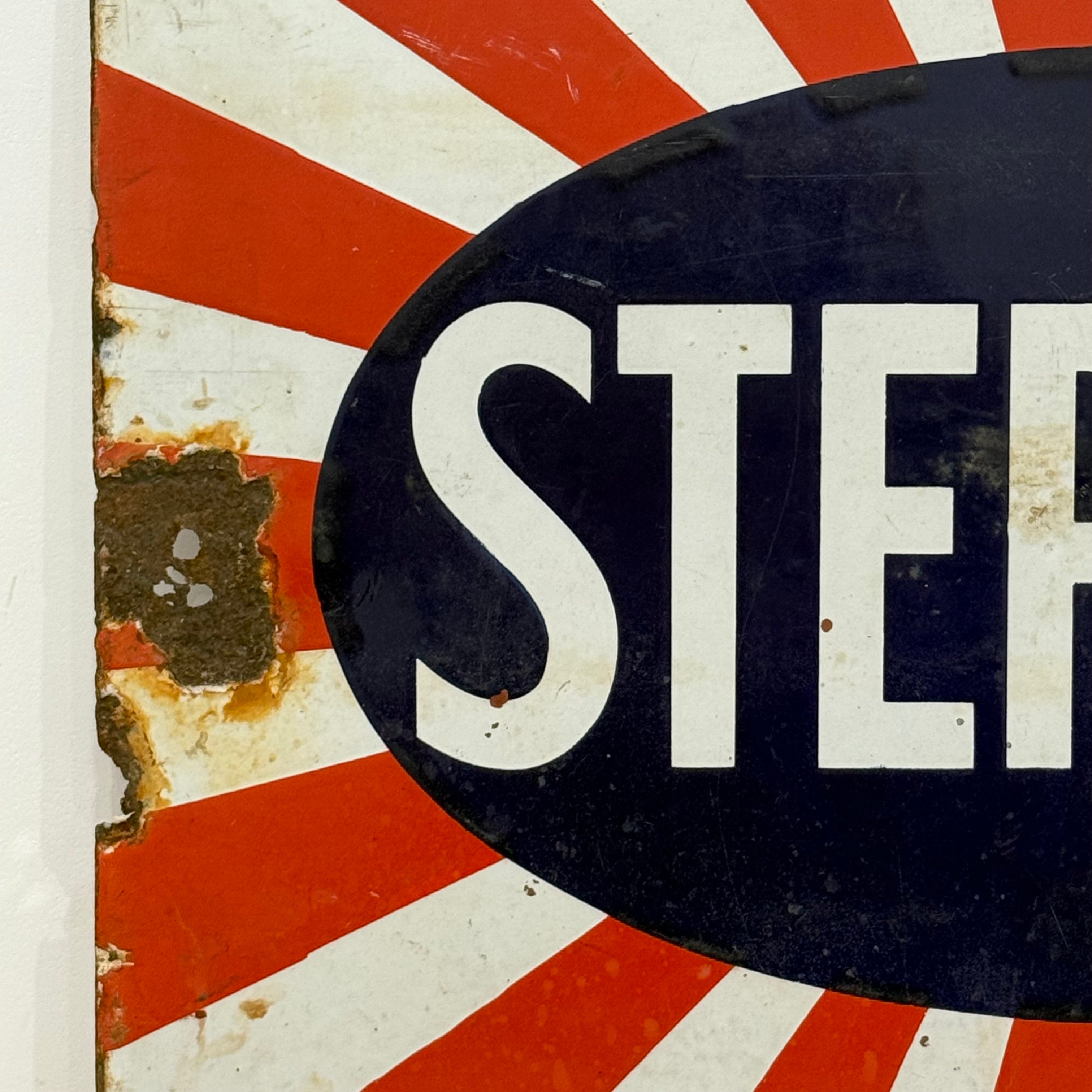 Original Sternol sunburst enamel advertising sign