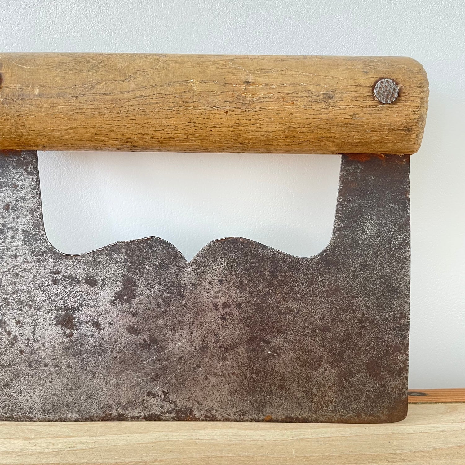 Antique Herb Chopper – Forged Iron with Wooden Handle, 19th–Early 20th Century Kitchenalia