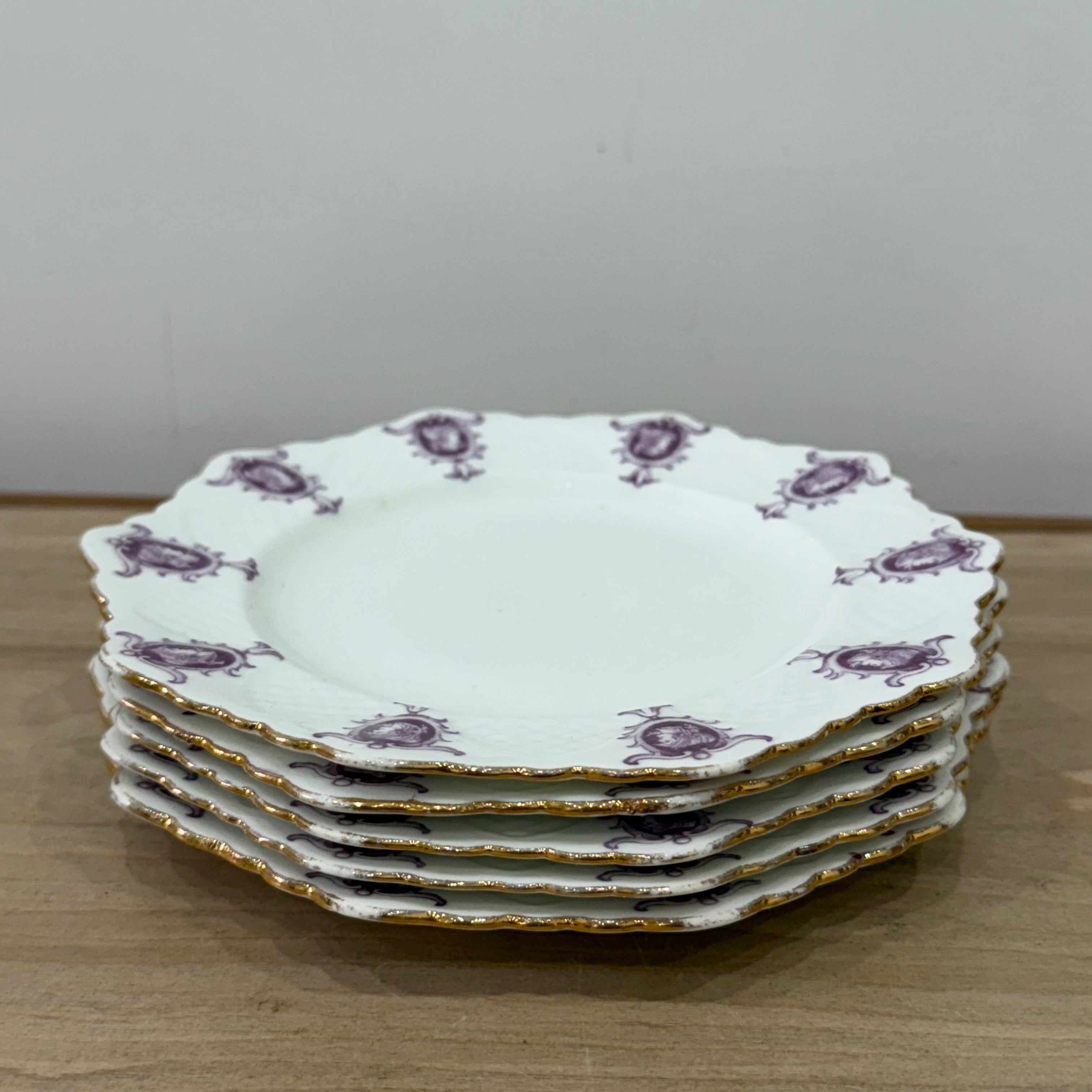 Pre-War Paragon China Purple Cameo Tea Set Cups Saucers Milk Sugar Plate