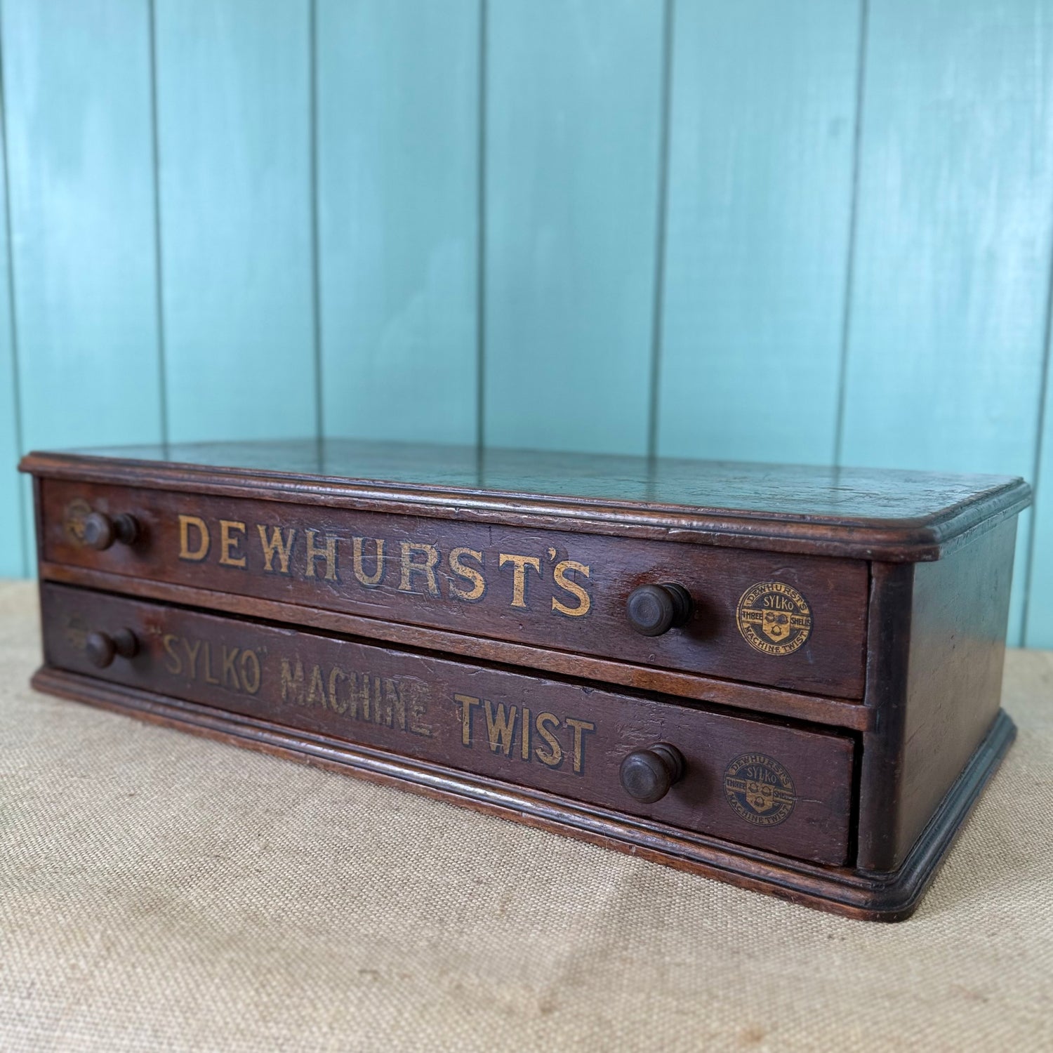 Antique Dewhurst’s Sylko Haberdashery Counter Display Cabinet