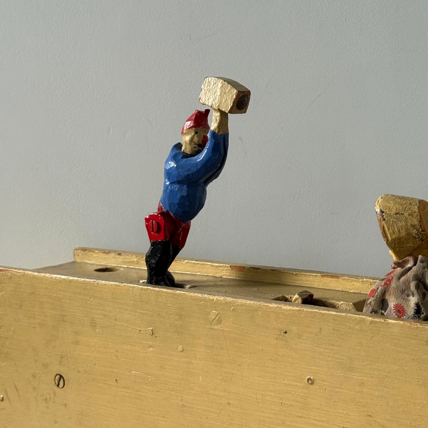 Scratch Built Punch and Judy Style Folk Art Wooden Tableau