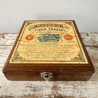 Antique Paton’s Linen Thread Wooden Shop Display Box Johnstone Scotland