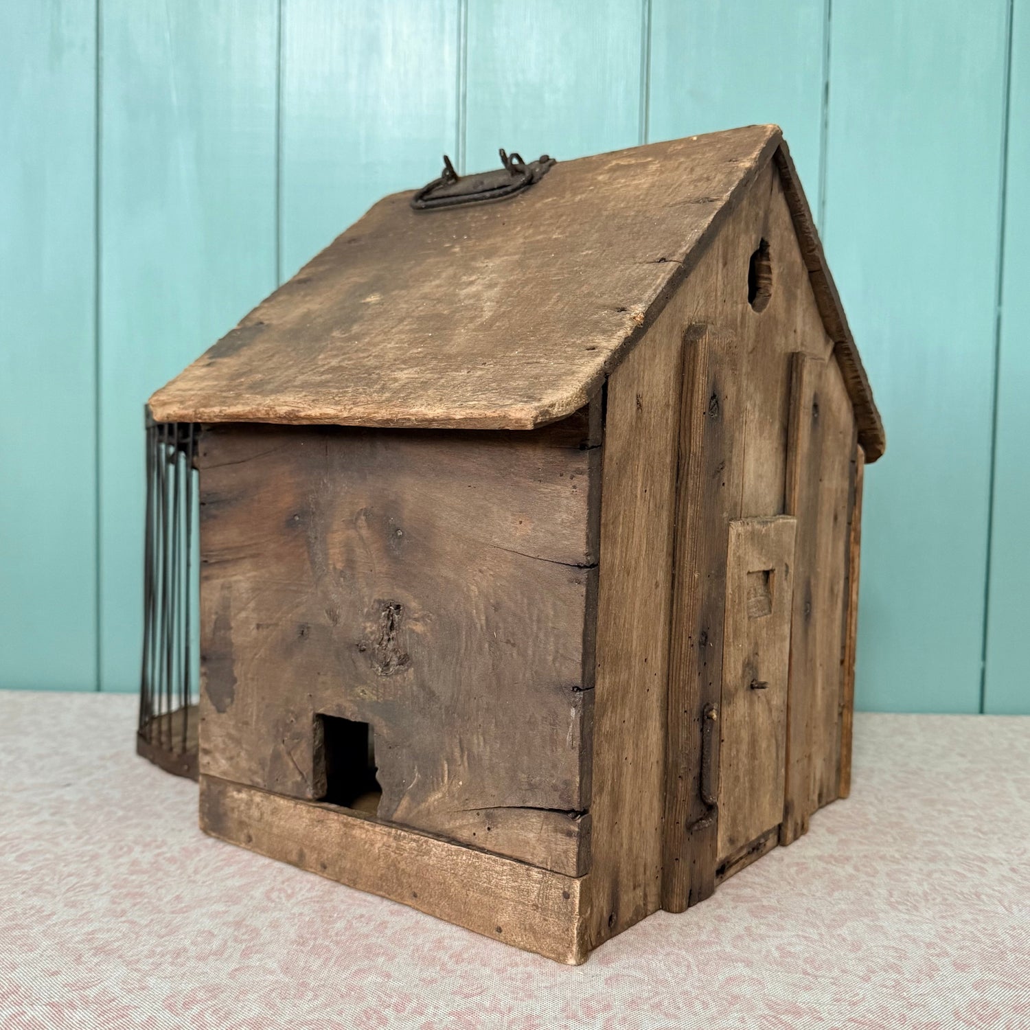 Antique Country House Squirrel Cage with Original Wire Run &amp; Nest Box