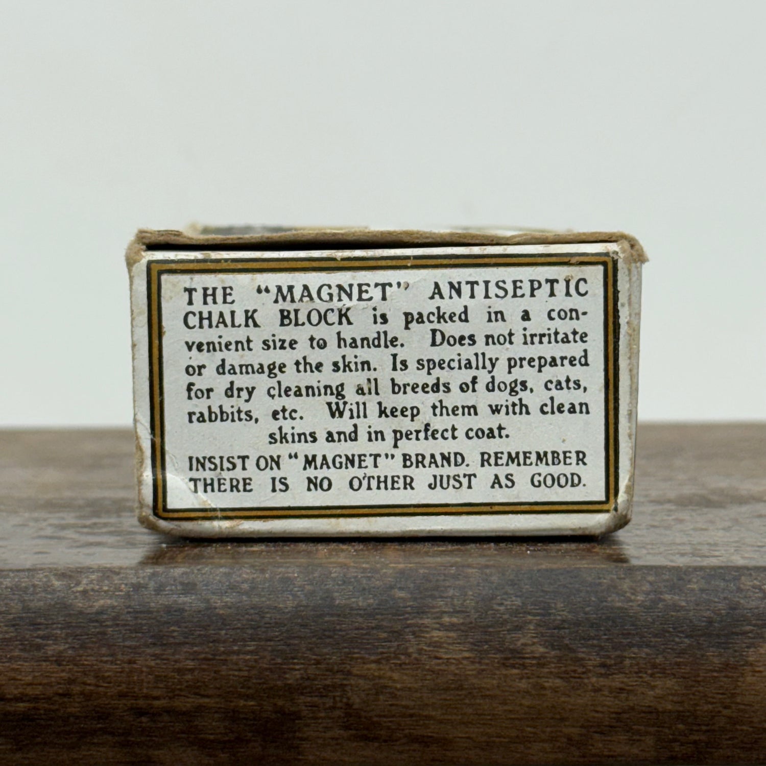 Antique Magnet Brand Antiseptic Chalk Block Dog Grooming Box c.1900–1920