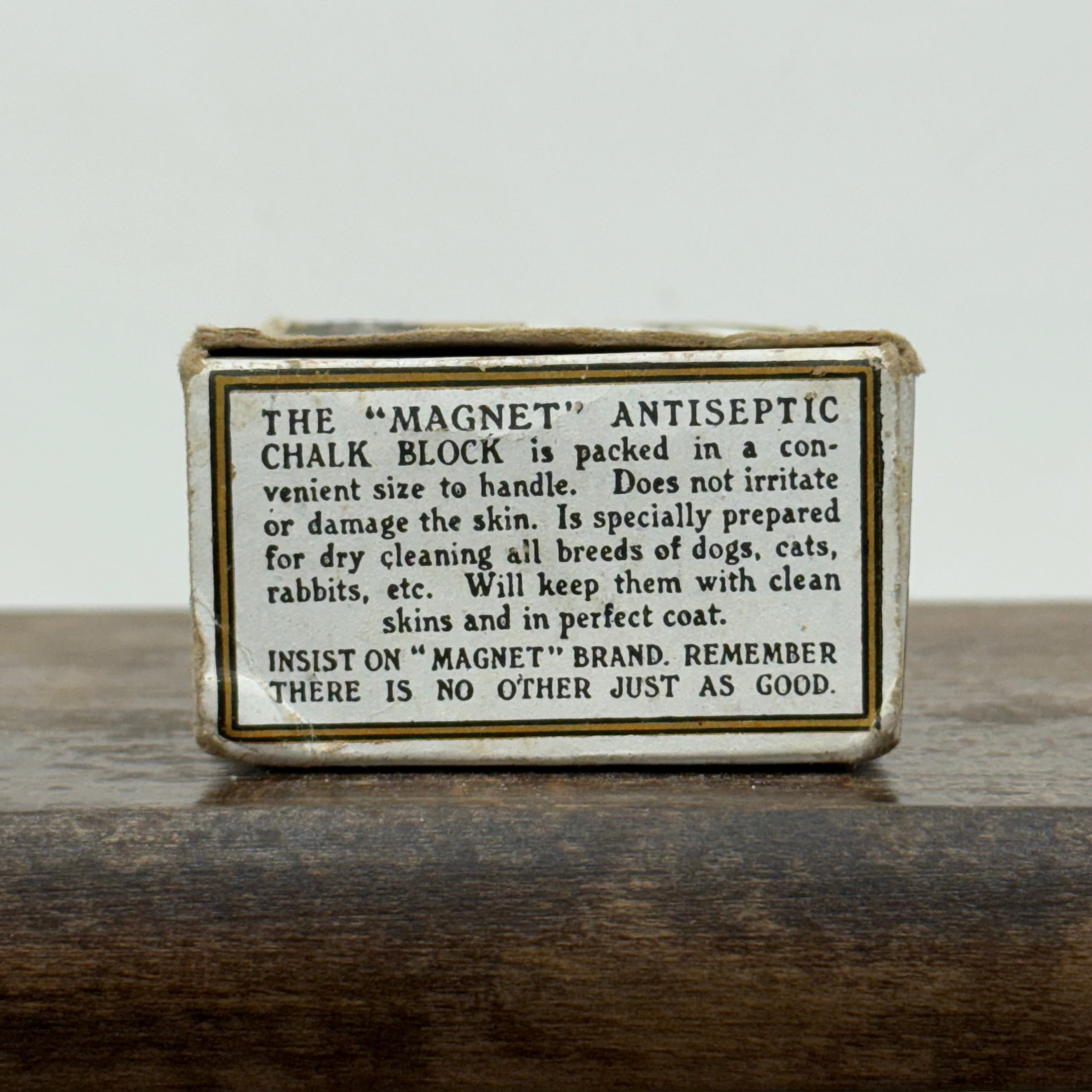 Antique Magnet Brand Antiseptic Chalk Block Dog Grooming Box c.1900–1920