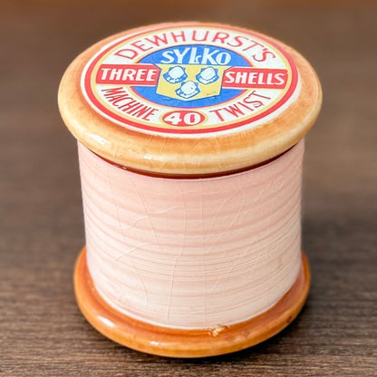 Dewhurst Sylko Three Shells Ceramic Cotton Reel Pot Pink