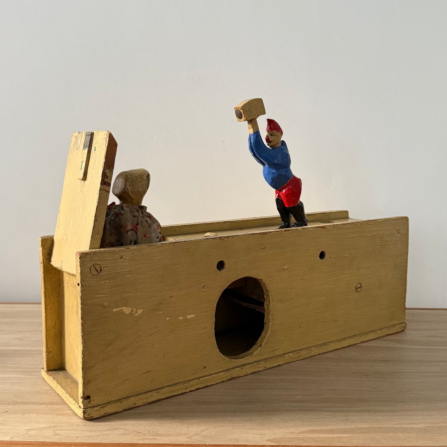 Scratch Built Punch and Judy Style Folk Art Wooden Tableau