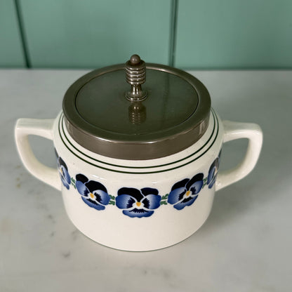 Art Deco WMF Wächtersbach Covered Sugar Bowl – Blue Pansy Dec. 2194