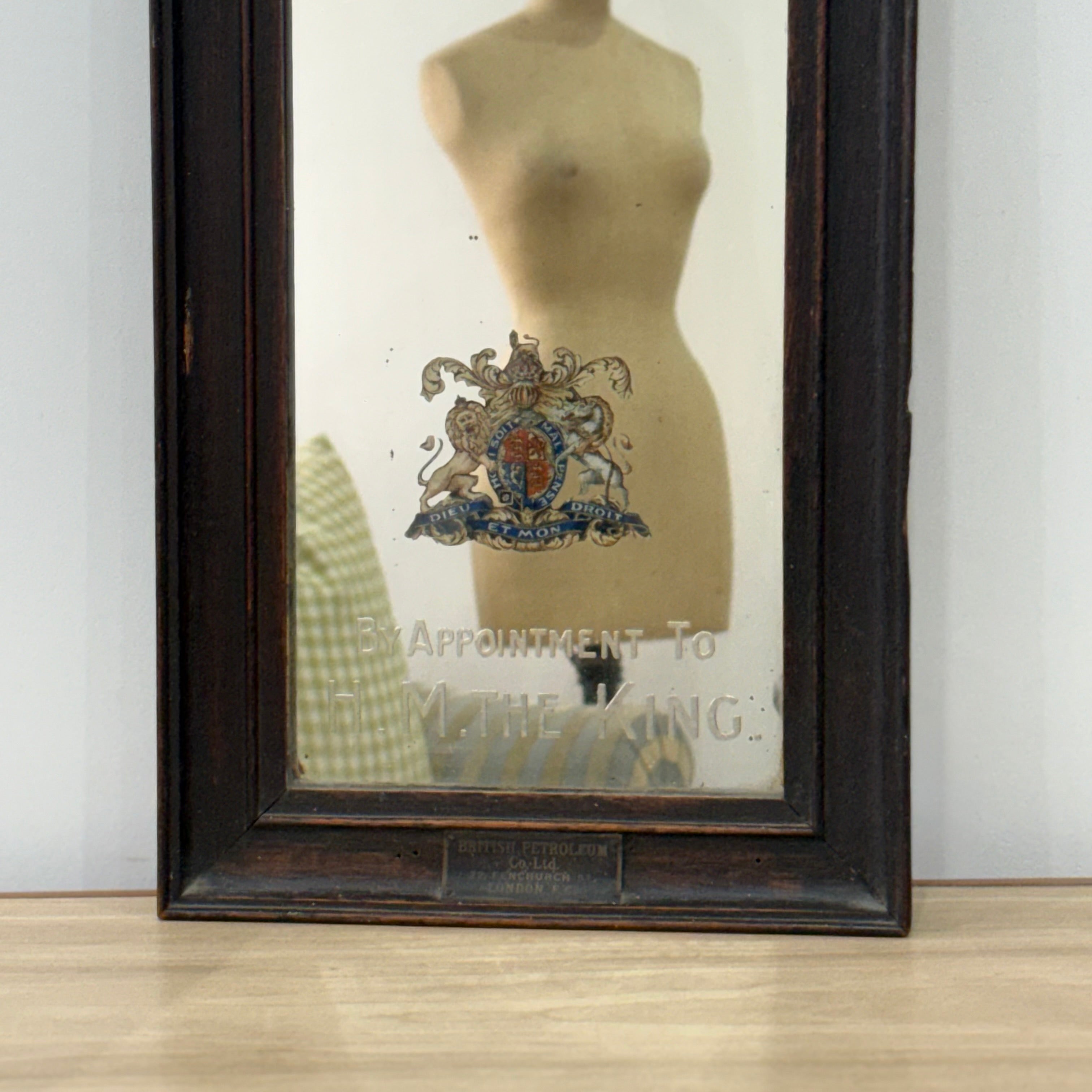 Vintage Shell Petrol Advertising Mirror Royal Warrant British Petroleum BP 1930s