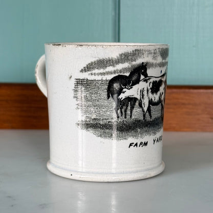 Antique Pearlware Child’s Mug – Farm Yard c.1820–1840