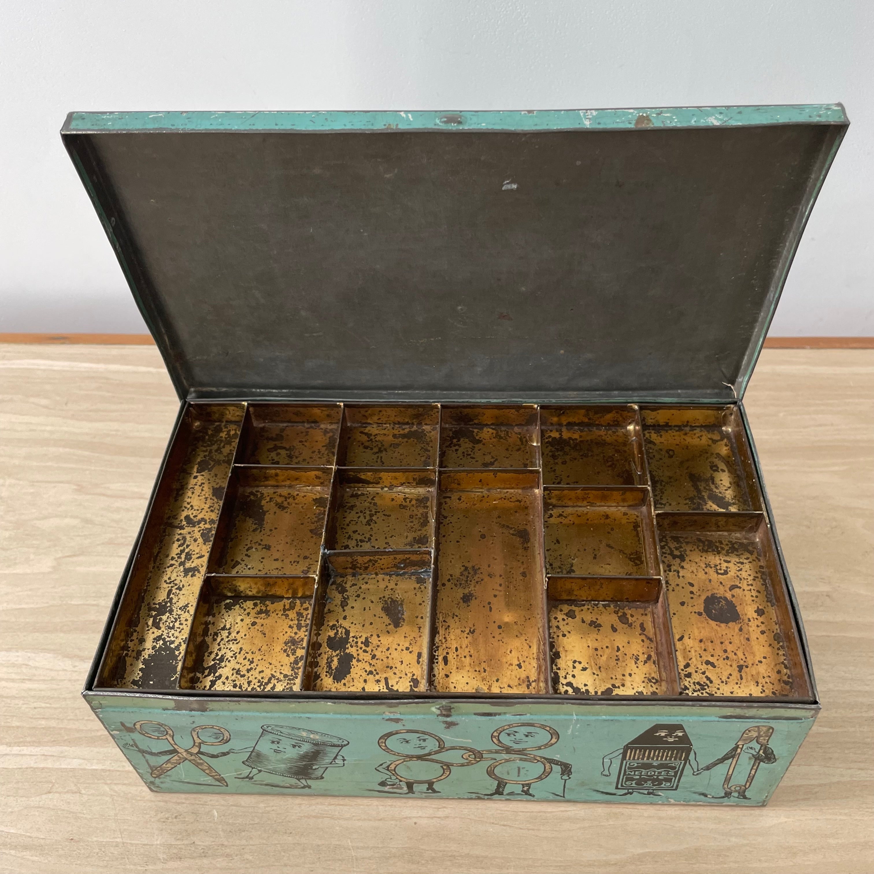 Antique 19th Century Sewing Accessories Tin