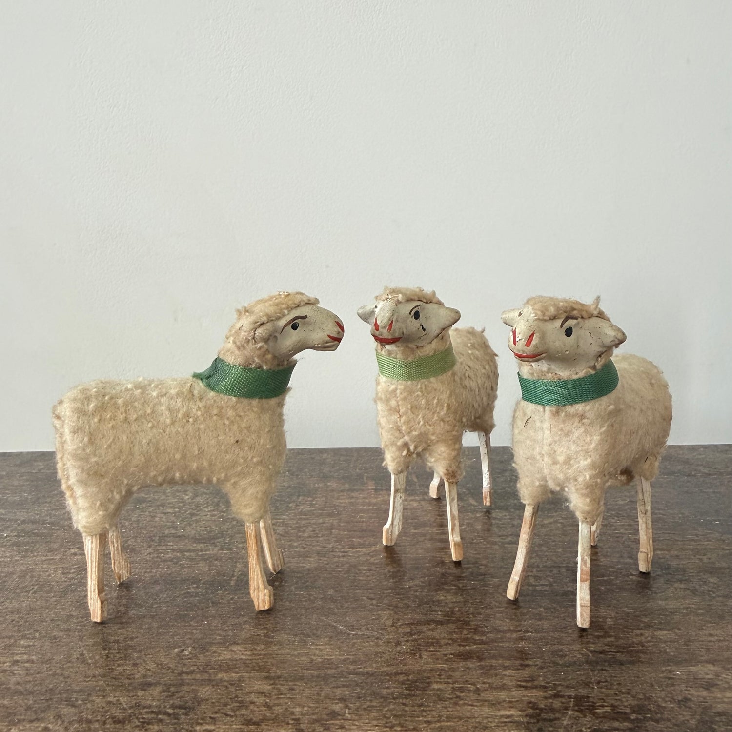 Antique German Putz Sheep Set Erzgebirge Nativity Figures c1920