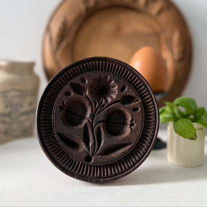 Antique Treen Butter Stamp Acorn Design