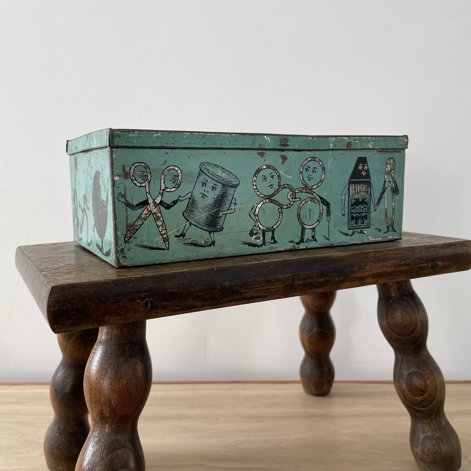 Antique 19th Century Sewing Accessories Tin