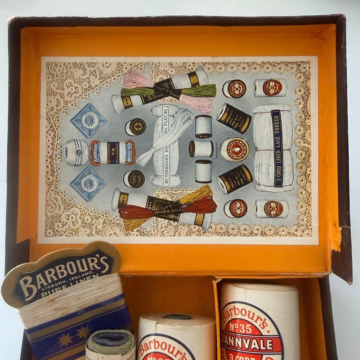 Vintage Barbour’s Ladies’ Box Linen Thread Sewing Set Haberdashery 1950s