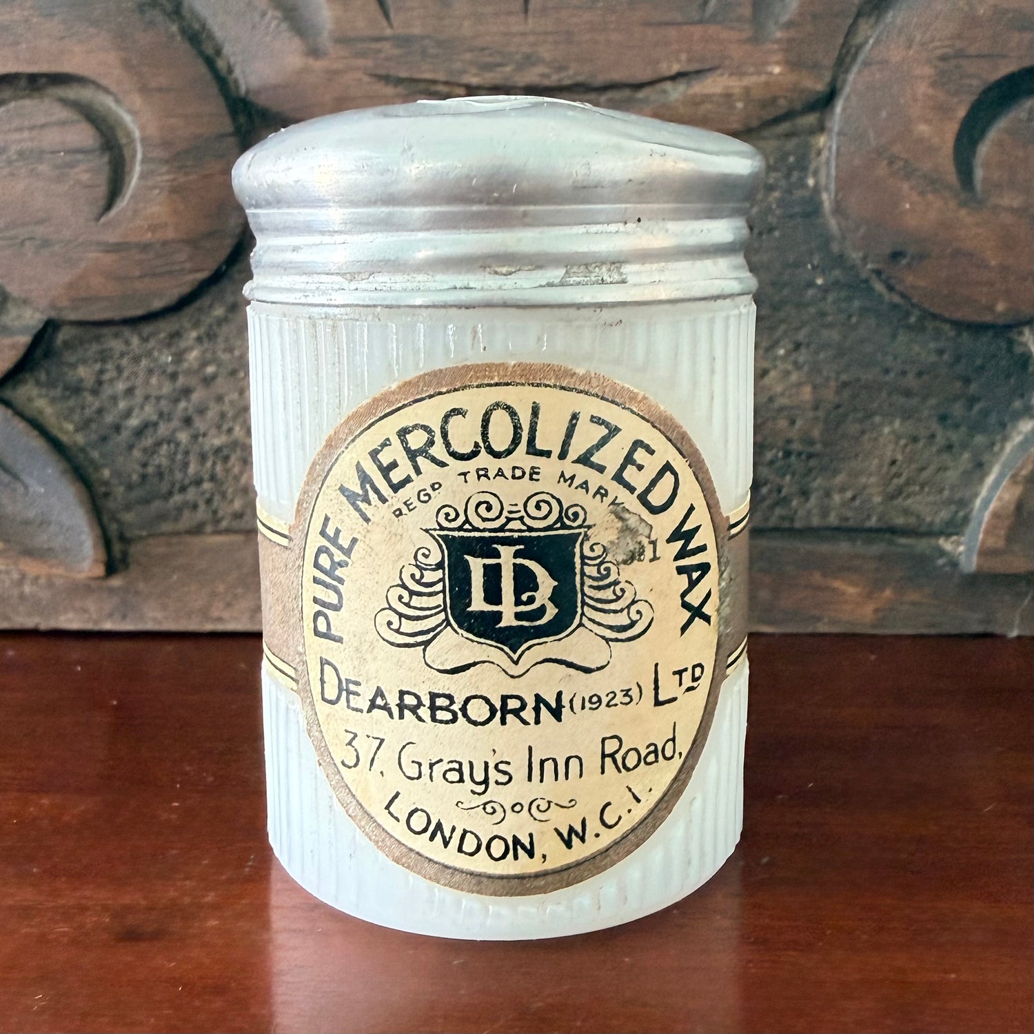 Dearborn Mercolized Wax Jar London Art Deco Vanity Pot