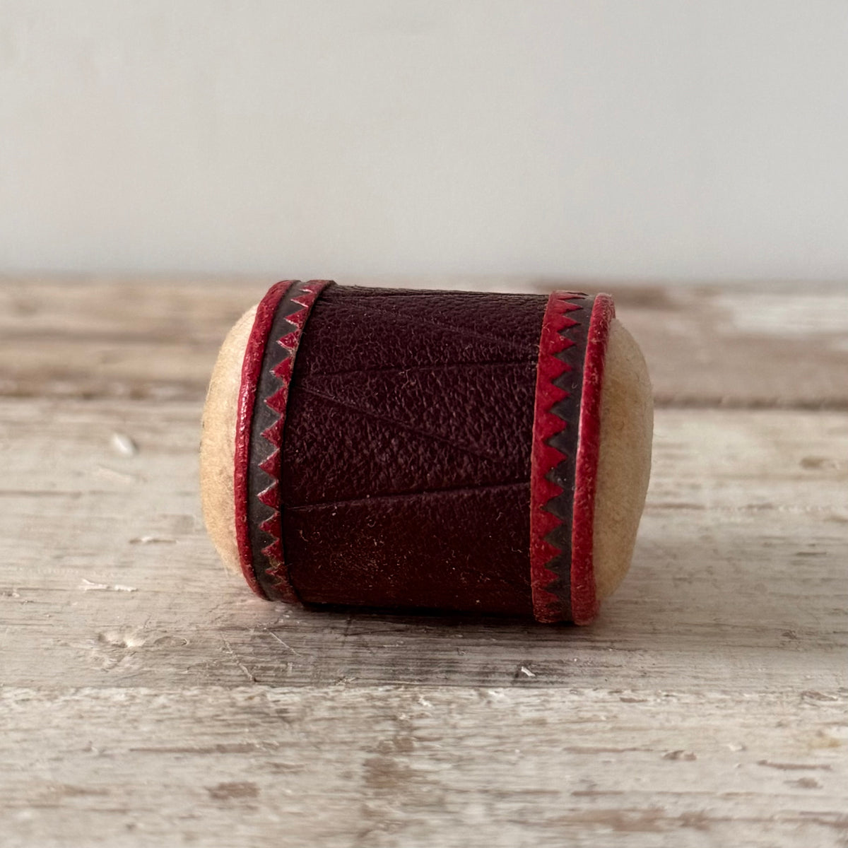 Antique Leather Drum Pin Cushion – Victorian Sewing Accessory