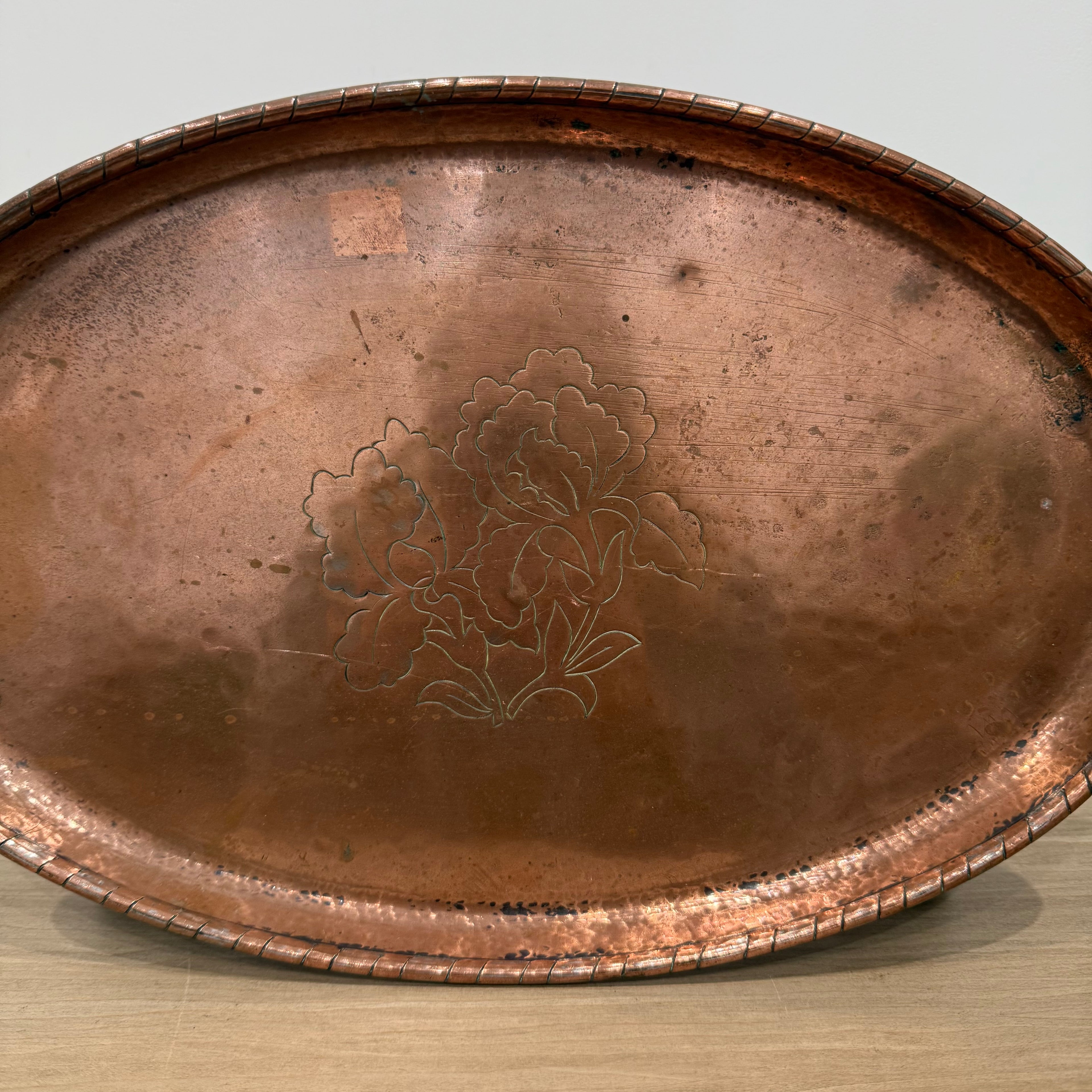 Mid-Century Hammered Copper Tray by Harold Holmes