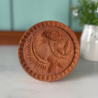 Antique Carved Wooden Rose Butter Stamp