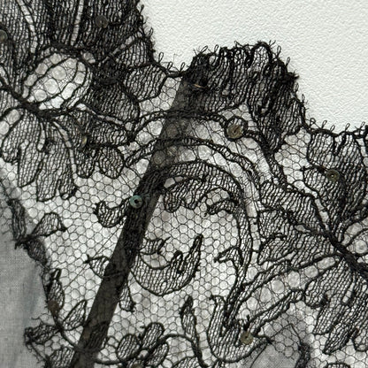 Antique Hand Painted Lace Fan with Butterflies Edwardian Black Mourning Style