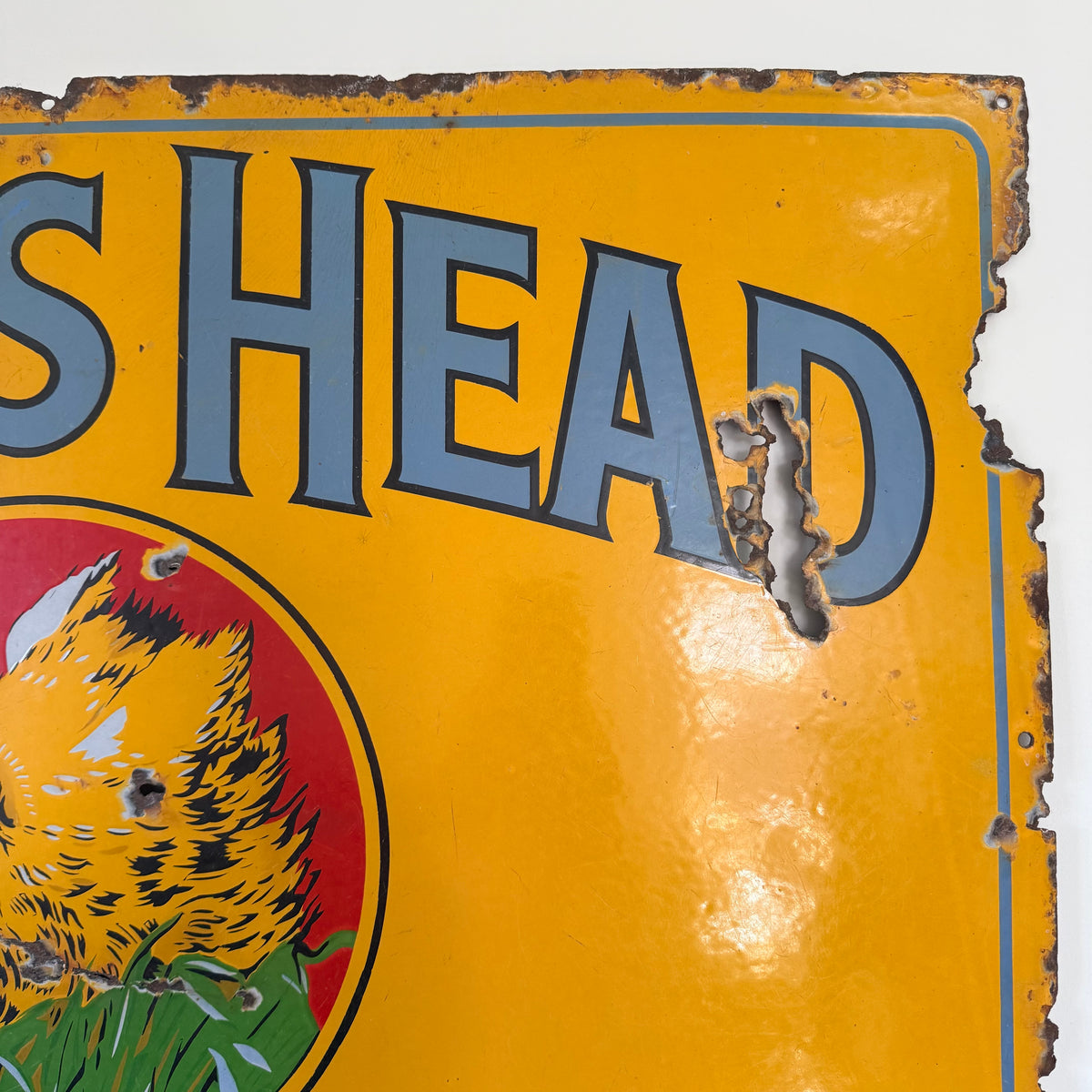 Large Original Boar’s Head Tobacco Enamel Advertising Sign – Burton Palmers Green