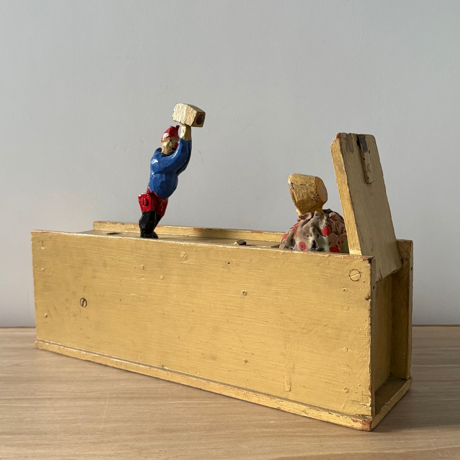 Scratch Built Punch and Judy Style Folk Art Wooden Tableau