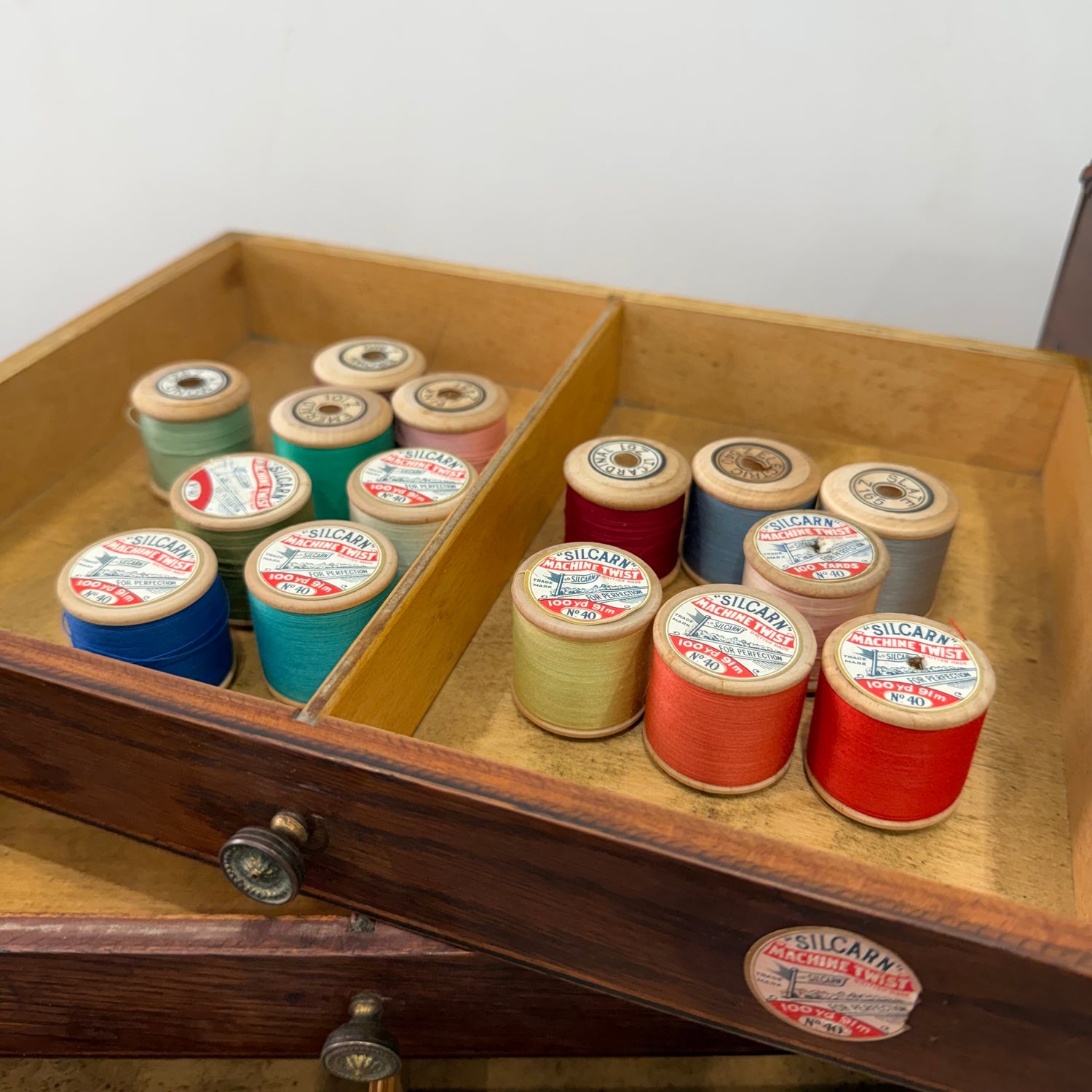 Rare Silcarn Machine Twist Thread Shop Display Cabinet with Drawers