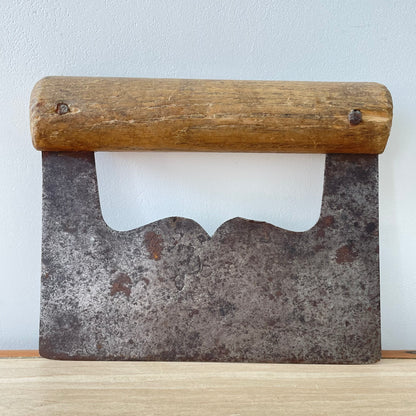 Antique Herb Chopper – Forged Iron with Wooden Handle, 19th–Early 20th Century Kitchenalia