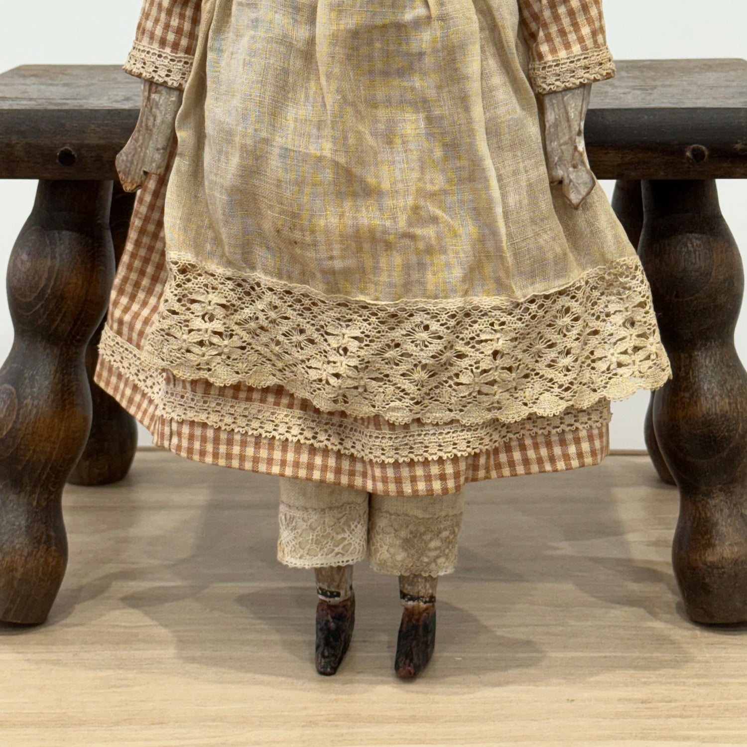 Victorian Peg Doll Folk Art Wooden Doll c1900