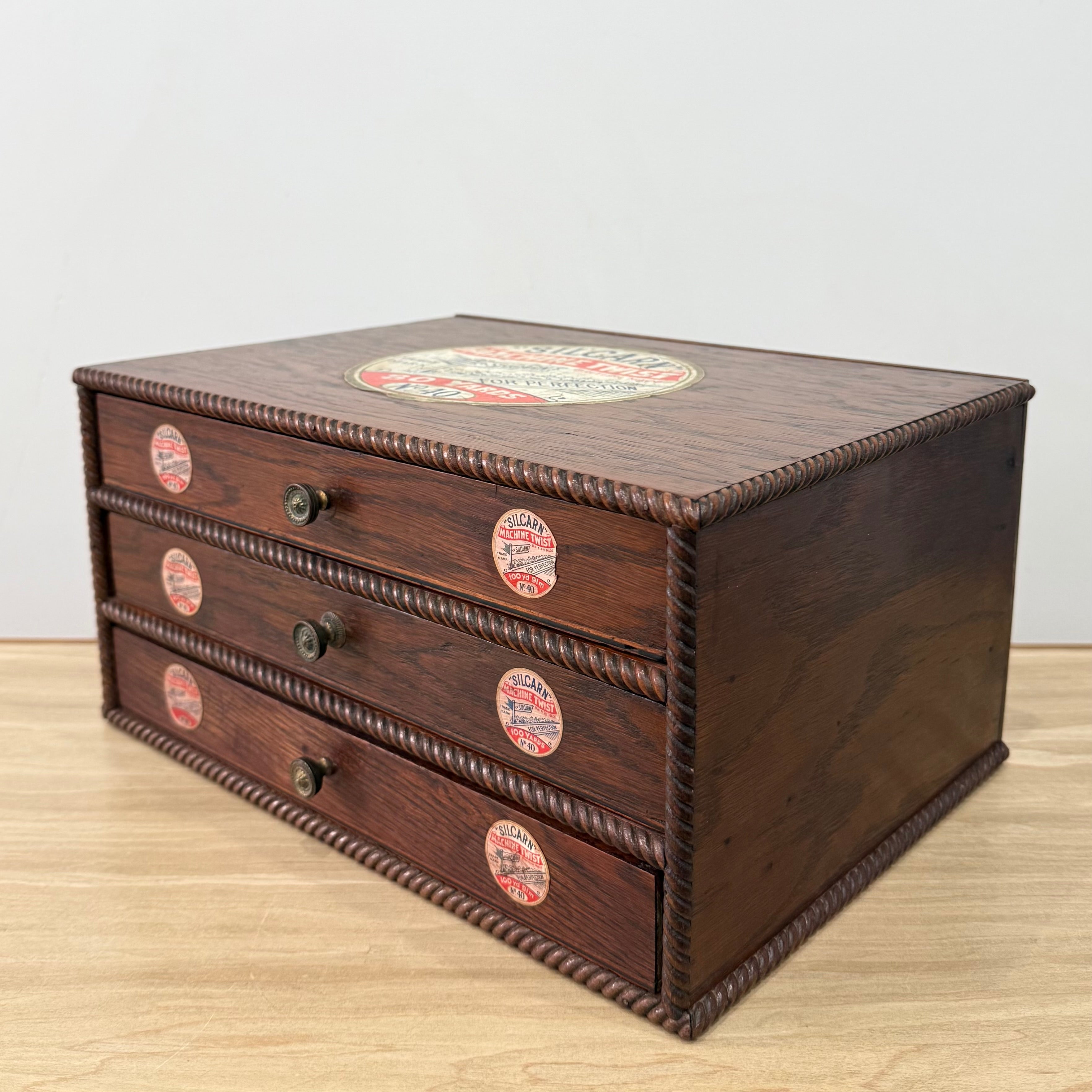 Rare Silcarn Machine Twist Thread Shop Display Cabinet with Drawers