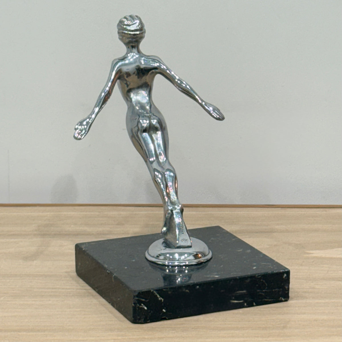 Art Deco Desmo Diving Lady Nymph Chrome Car Mascot