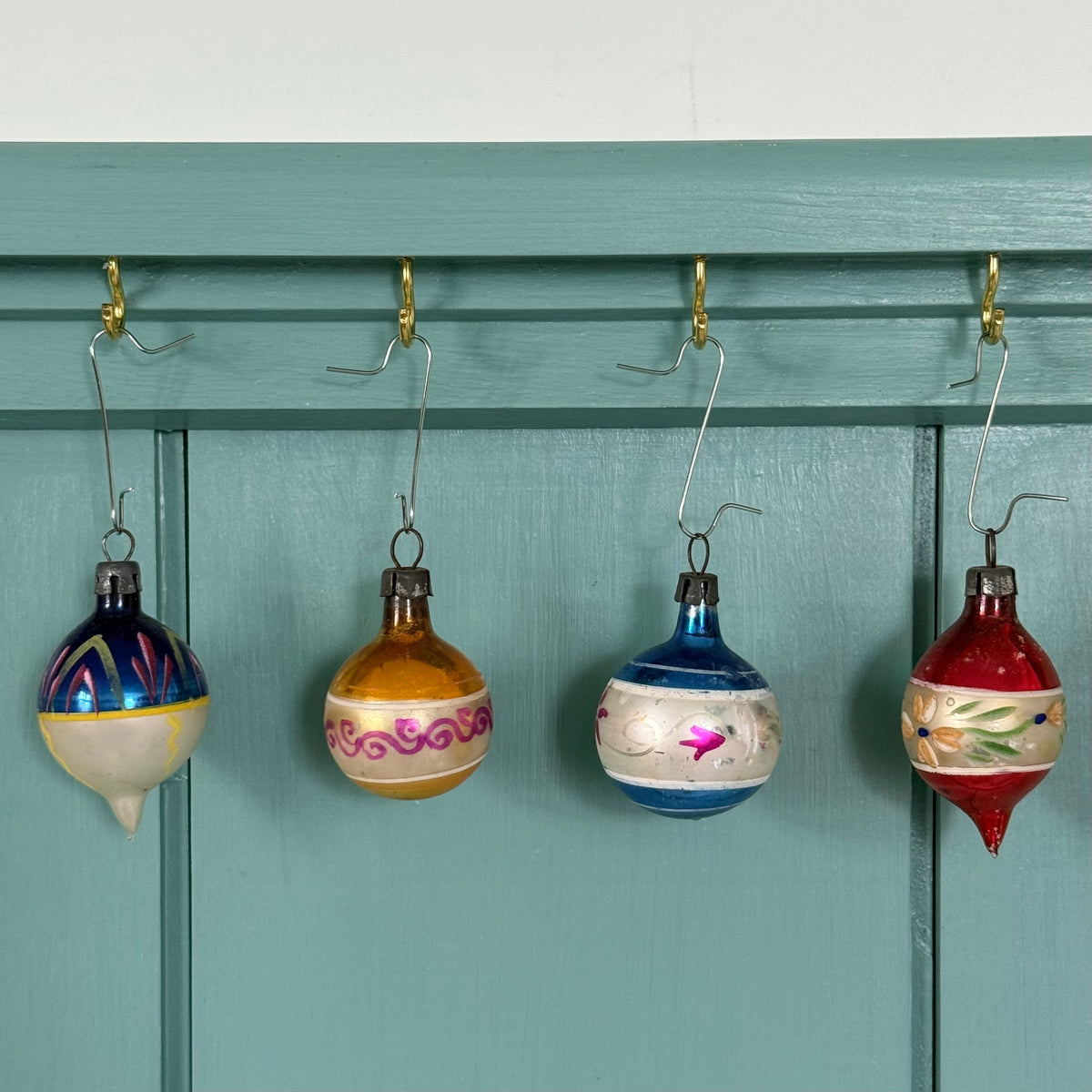 Boxed Set of 12 Miniature Vintage Glass Christmas Baubles