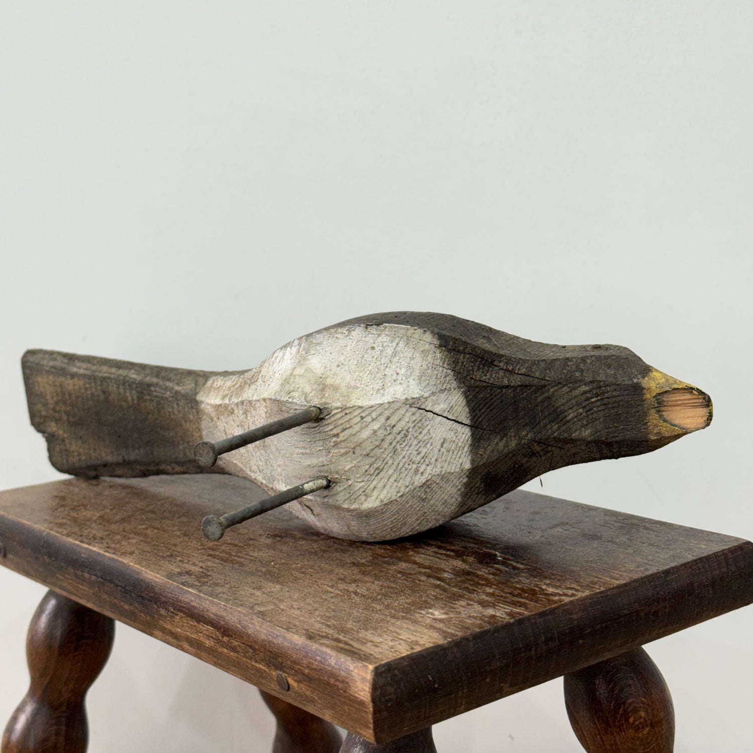 Vintage Folk Art Wooden Bird Sculpture Primitive Carved Bird Figure