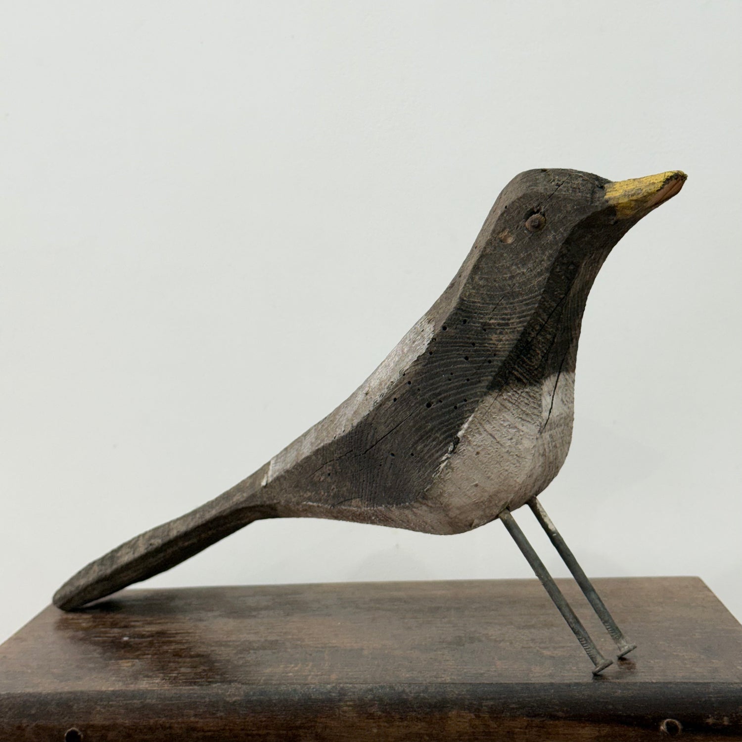 Vintage Folk Art Wooden Bird Sculpture Primitive Carved Bird Figure