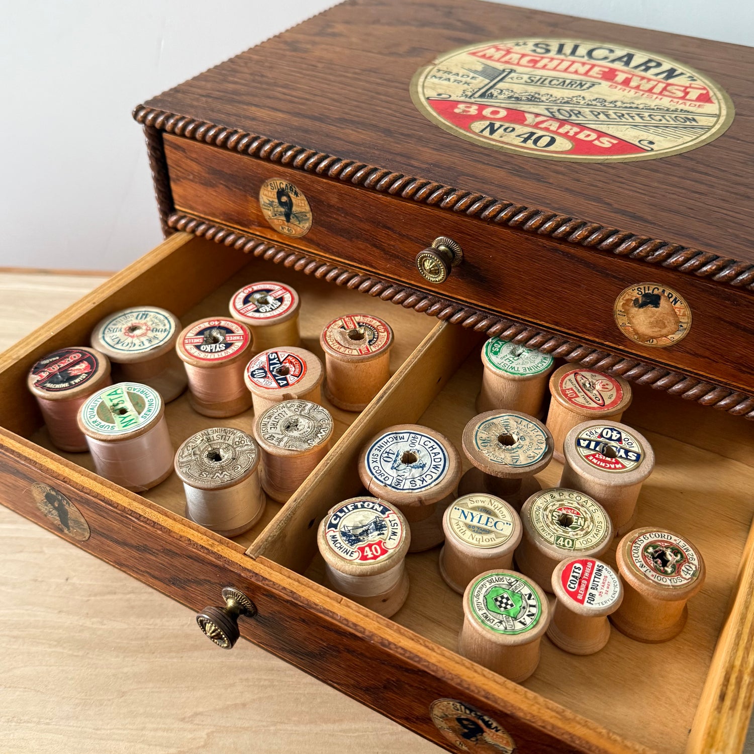 Rare Pre-War SILCARN Machine Twist British Haberdashery Shop Cabinet c.1930