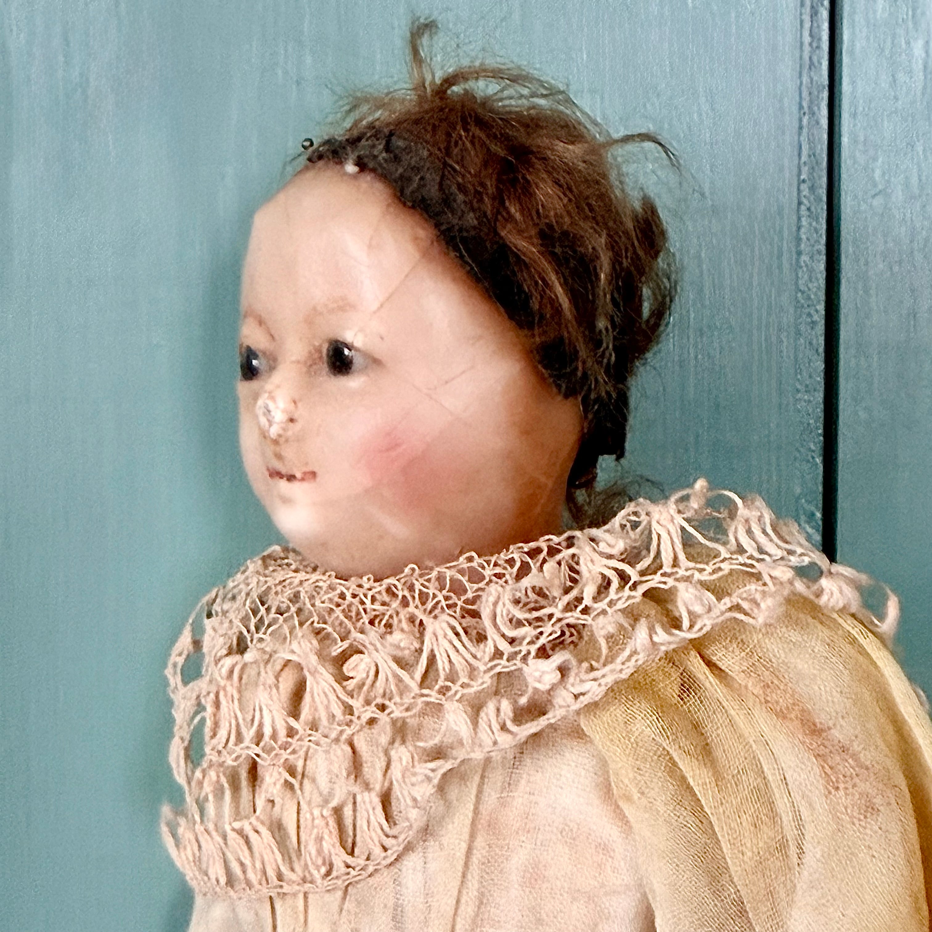 Antique Victorian Wax Over Composition Shoulder Head Doll c.1880