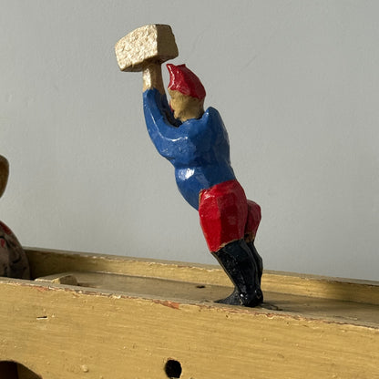 Scratch Built Punch and Judy Style Folk Art Wooden Tableau