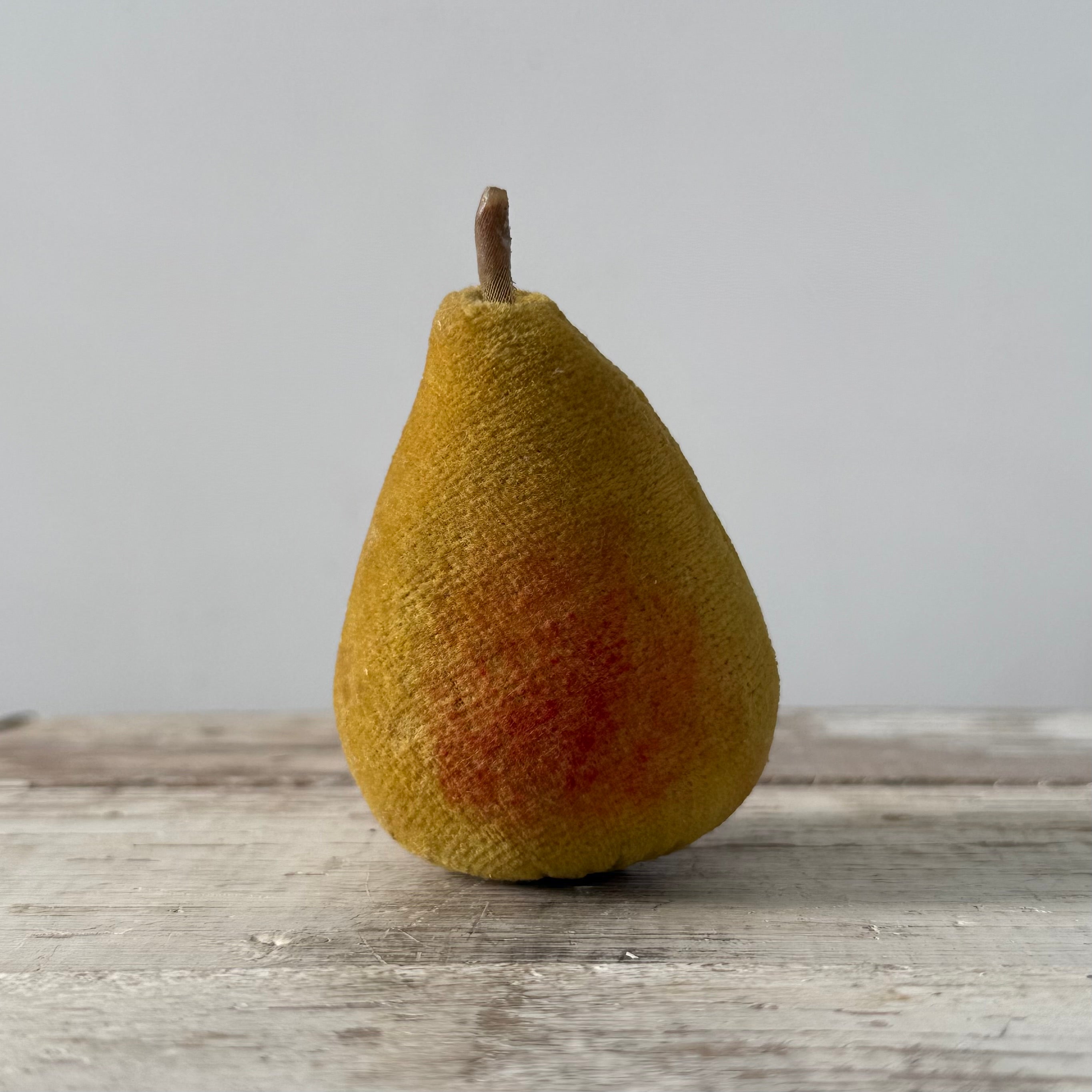 1830s Antique Velvet Pear Pin Cushion in Red and Ochre