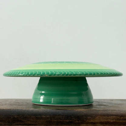Shelley Harmony Green Dripware Footed Bowl Art Deco 1930s