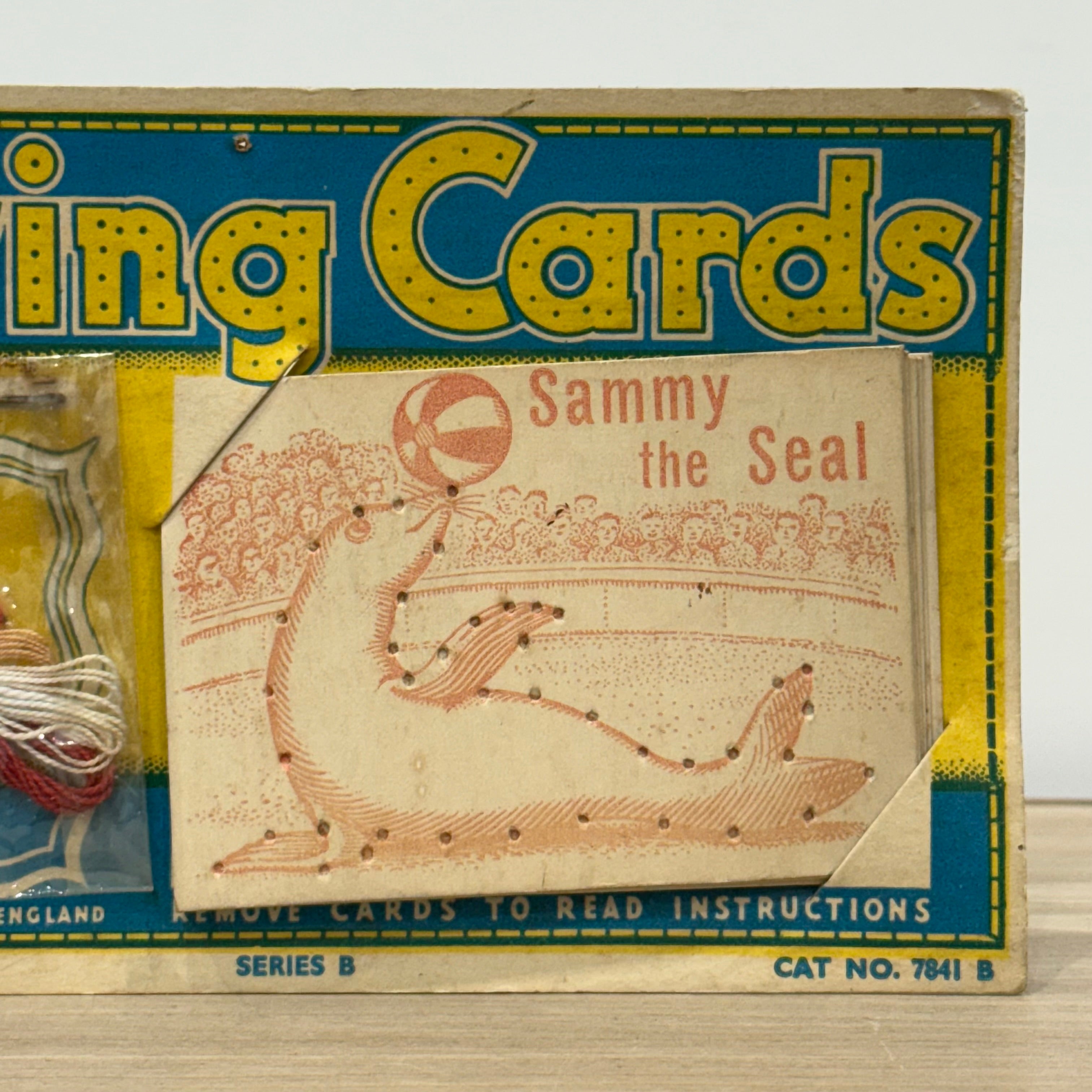 Vintage Six Sewing Cards Set, Carded, Animal Designs, Made in England