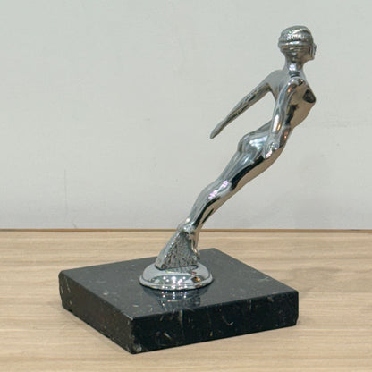 Art Deco Desmo Diving Lady Nymph Chrome Car Mascot