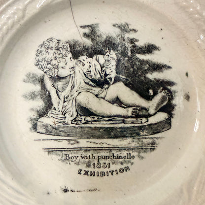 Antique 1851 Great Exhibition Boy with Punchinello Plate 18.5cm