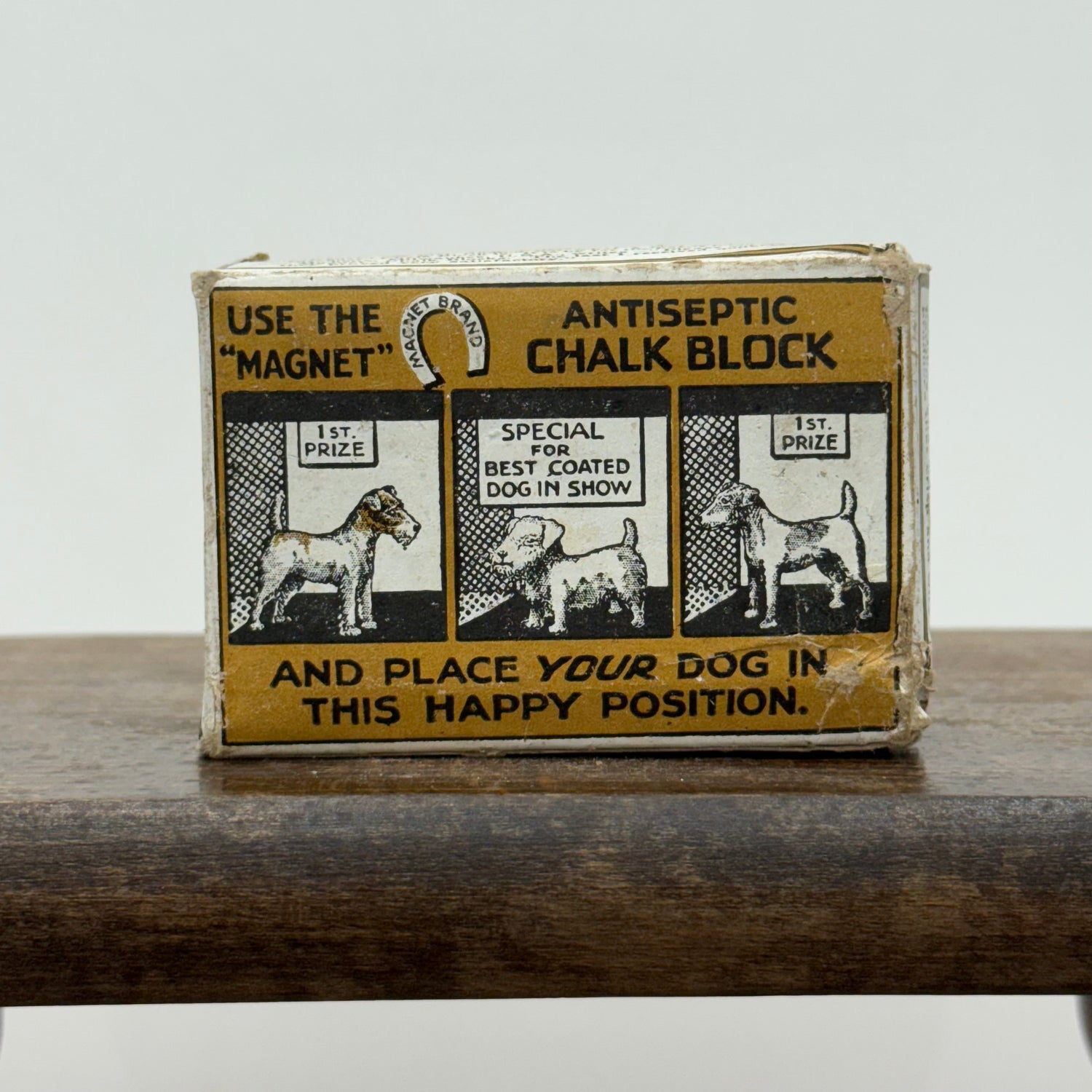 Antique Magnet Brand Antiseptic Chalk Block Dog Grooming Box c.1900–1920