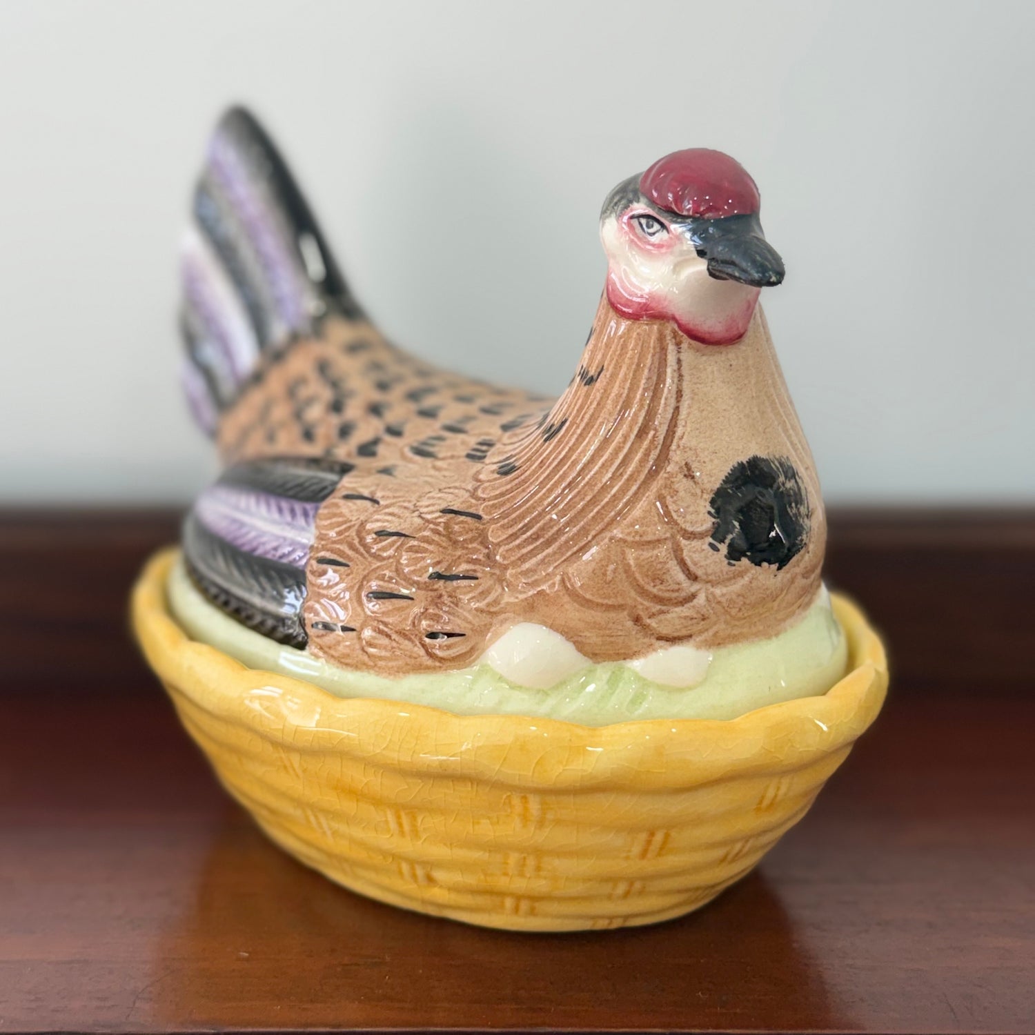 Vintage Ceramic Hen on Nest Egg Dish Chicken Tureen Kitchenalia