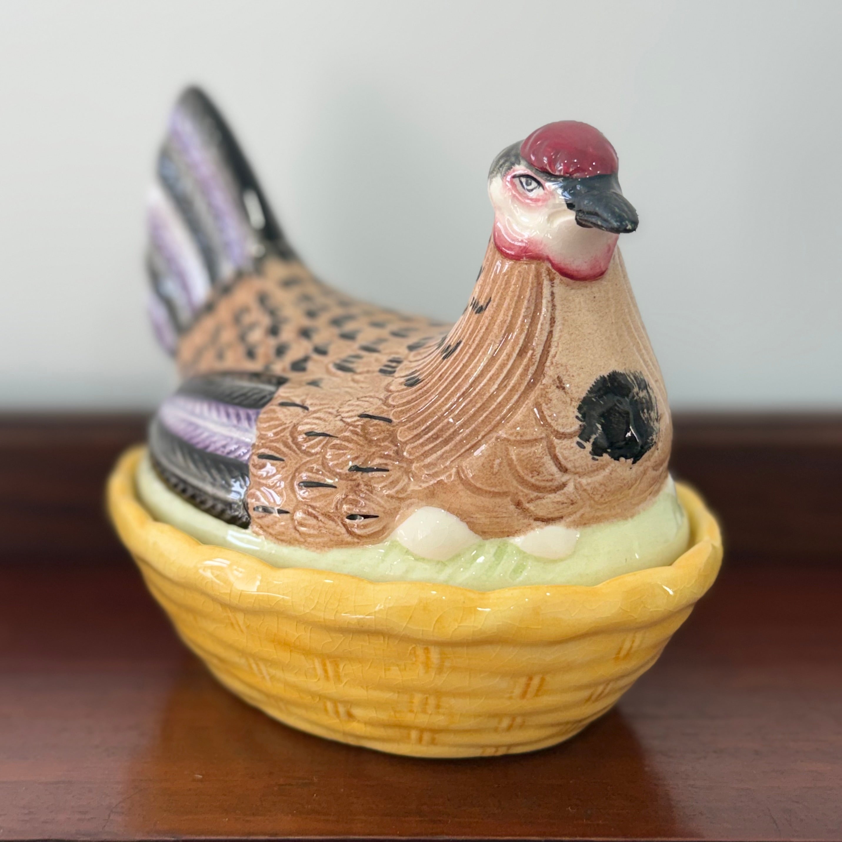 Vintage Ceramic Hen on Nest Egg Dish Chicken Tureen Kitchenalia