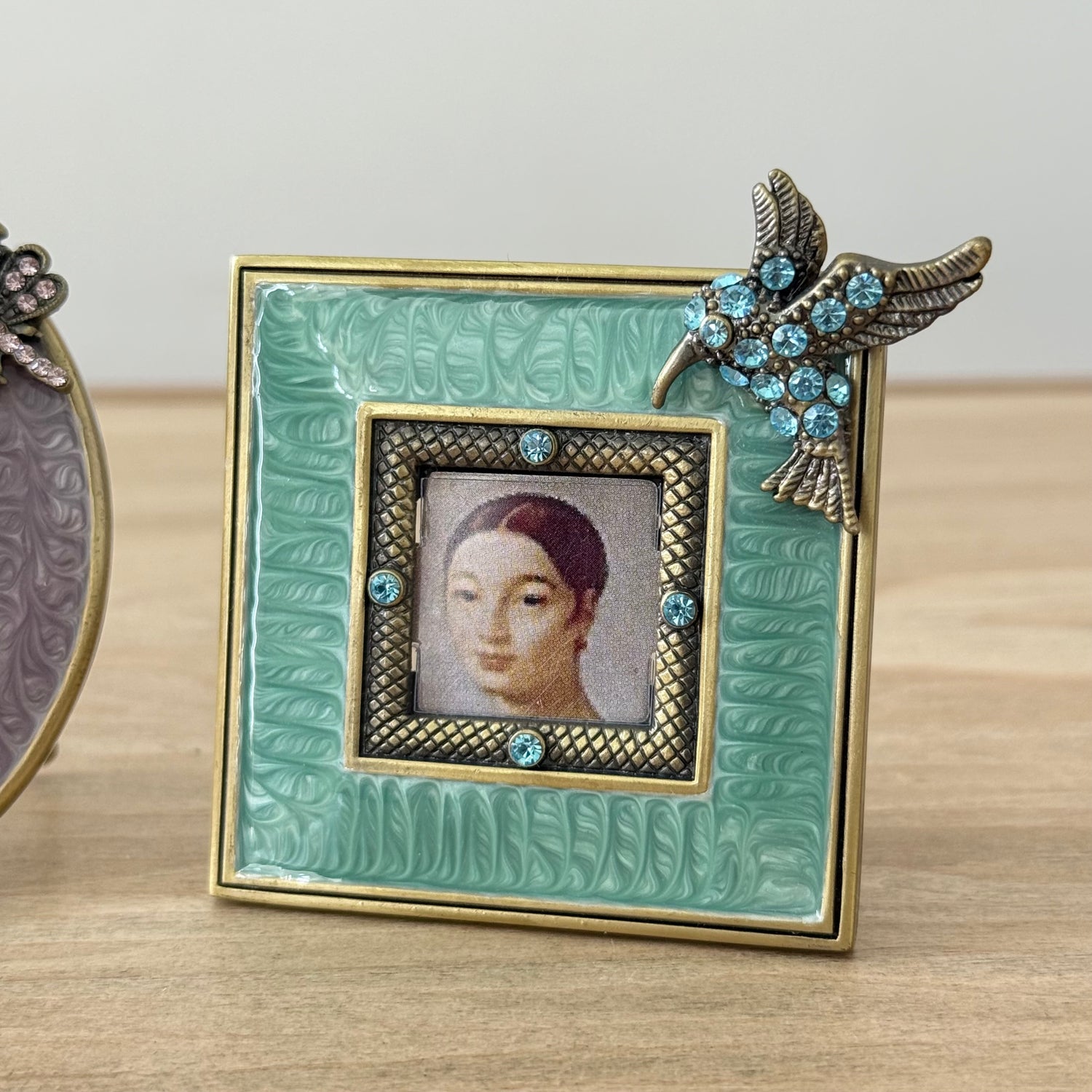 Three Floral Crystal Photo Frames 1x1 Decorative Vintage Style